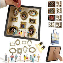 (C, 8 frame) Personalised Mini Museum Kit, DIY Shadow Box with Figurines & Spotlights, Anniversary Gift
