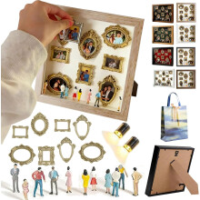 (A, 8 frame) Personalised Mini Museum Kit, DIY Shadow Box with Figurines & Spotlights, Anniversary Gift