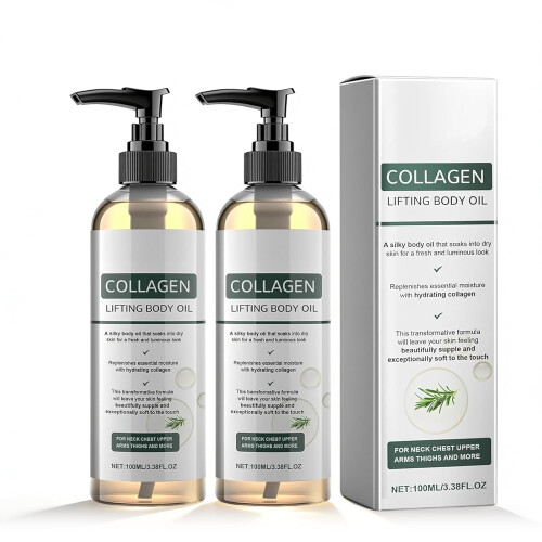 (White 2Pcs, -) Λάδι σώματος κολλαγόνου, αντιρυτιδικό μεταξένιο λάδι, ελαφρύ μη λιπαρό