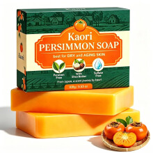 (2 PCS, -) Savon Déodorant Japonais Kaki 3 PCS, Contre Odeur de Vieux, Pain Naturel Douche Corps