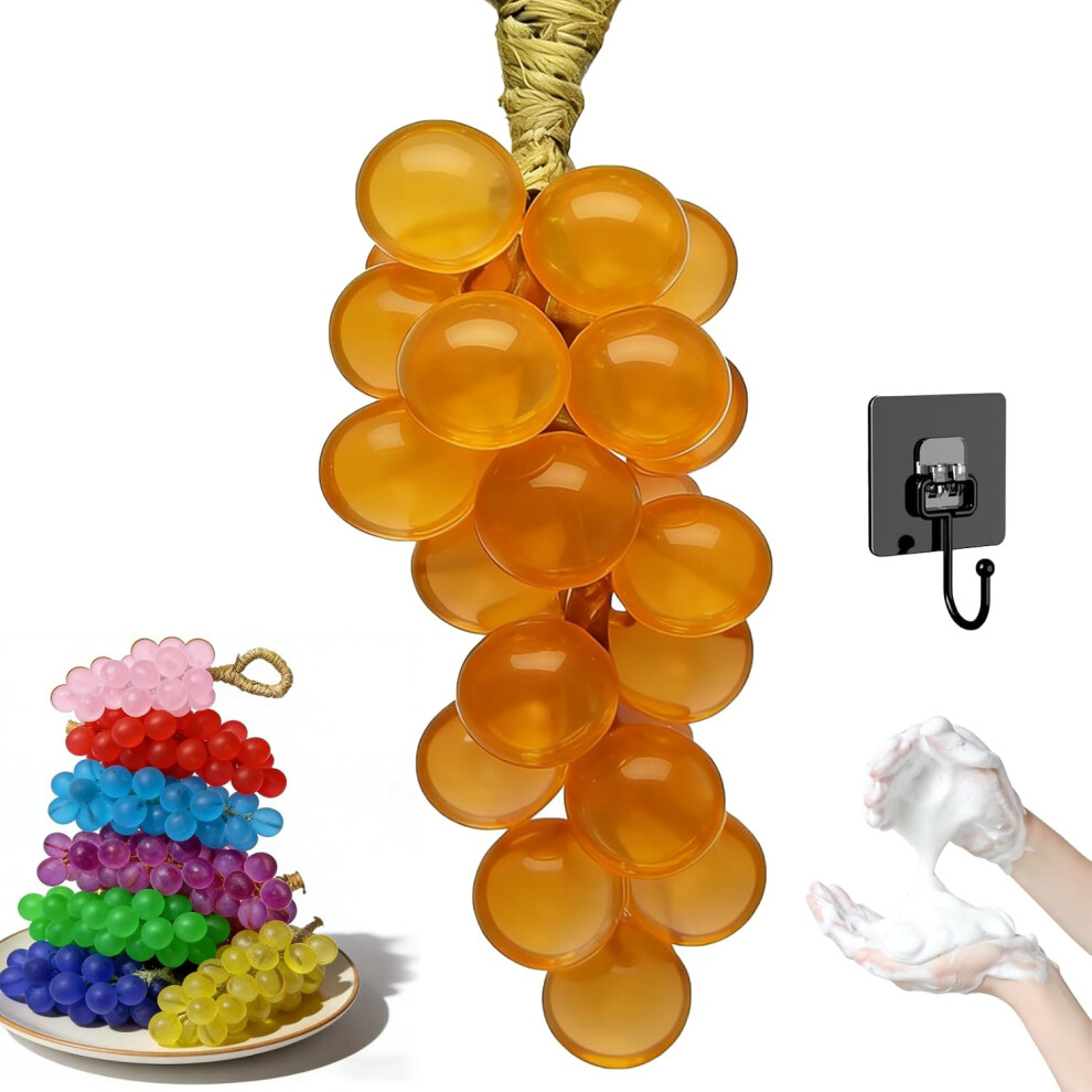 Oimg Orange (, -) Handmade Grape Soap On A Rope, Natural Crystal Grape Shaped Soap, Bathroom & Kitchen Decor