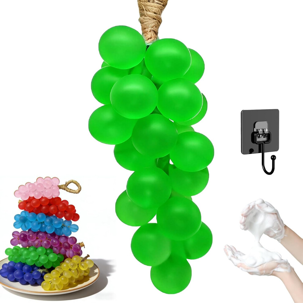 Oimg Green (, -) Handmade Grape Soap On A Rope, Natural Crystal Grape Shaped Soap, Bathroom & Kitchen Decor