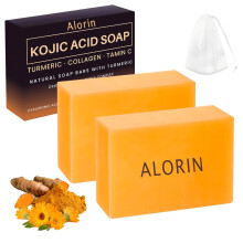 (2Pcs, -) Savon Acide Kojique Curcuma & Vitamine C 2Pcs, Naturel Hydratant Éclaircissant Peau