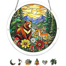 (Set G, One size) Acryl Puzzle Sonnenfänger, DIY Buntglas, für Fenster & Garten
