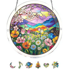 (Set C, One size) Acryl Puzzle Sonnenfänger, DIY Buntglas, für Fenster & Garten