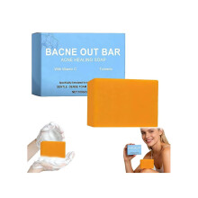 (1pcs, 4 Ounce (Pack of 1)) Savon Acné Dos Corps, Traitement Naturel Dos, Poitrine & Épaules, Curcuma & Vitamine C