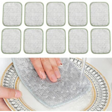 (10 Pcs, -) 5x Wiederverwendbarer Stahlwolle Schrubber, 2-Lagen Mikrofaser Drahtspültuch Töpfe & Pfannen