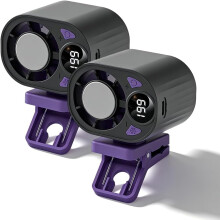 (Black#2PCS, -) Ventilador clip coche aire acondicionado 199 velocidades LED USB recargable 360 rotación