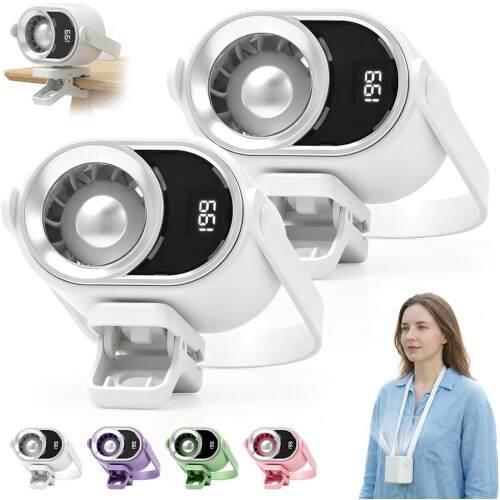 (White, -) Ανεμιστήρας κλιπ αυτοκινήτου 2026 με LED, USB επαναφορτιζόμενος, 199 ταχύτητες