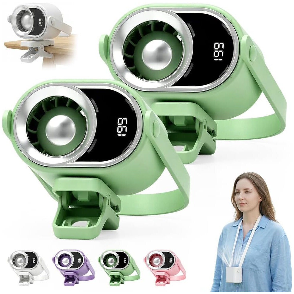 (, -) Car Clip On Air Conditioner Fan Â 360 Rotation 199 Speed, Usb Rechargeable Green 5437706944775
