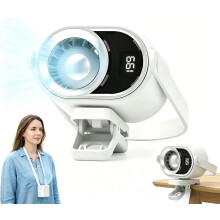 (White, -) Ventilador clip coche 2026 pantalla LED USB recargable refrigeración personal 199 velocidades