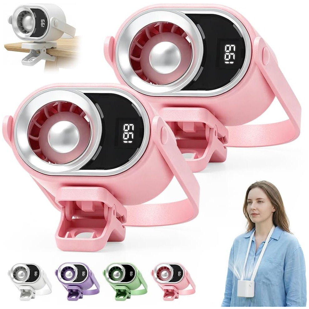 (, -) Car Clip On Air Conditioner Fan Â 360 Rotation 199 Speed, Usb Rechargeable Pink 5437706944812