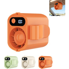 (Orange, -) Ventilador coche rotación 360 pantalla LED USB recargable clip camping gimnasio