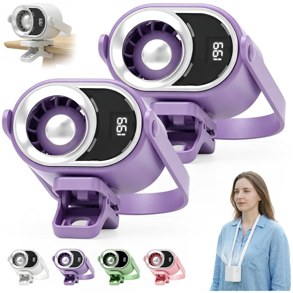 (, -) Car Clip On Air Conditioner Fan Â 360 Rotation 199 Speed, Usb Rechargeable Purple 5437706944768