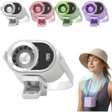(White, -) Auto clip on airco ventilator USB oplaadbaar LED display 360 graden rotatie voor auto kantoor camping