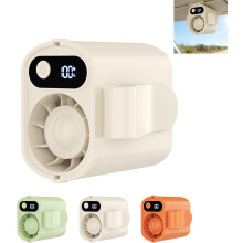 (White, -) Ventilador coche rotación 360 pantalla LED USB recargable clip camping gimnasio