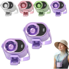 (Purple*2, -) Ventilador clip coche aire acondicionado USB recargable LED 360 rotación coche oficina camping