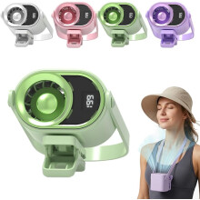(Green, -) Auto clip on airco ventilator USB oplaadbaar LED display 360 graden rotatie voor auto kantoor camping