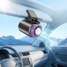 (Black, -) Ventilador clip coche LED portátil mini sistema enfriamiento 360 rotación 199 velocidades