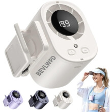 (White-B, -) Auto clip on airco ventilator met LED USB oplaadbare mini koude wind handsfree unit