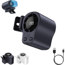 (Black, -) Ventilador clip coche aire acondicionado 199 velocidades LED 360 rotación coche oficina camping