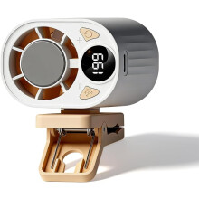 (White, -) Ventilador clip coche aire acondicionado mini USB recargable giratorio 3 velocidades silencioso