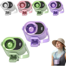 (Green+Purple, -) Ventilador clip coche aire acondicionado USB recargable LED 360 rotación coche oficina camping