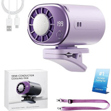 (Purple, -) Auto clip on ventilator met LED display 199 snelheden 2000mAh batterij afneembare klem USB oplaadbaar