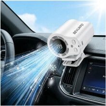 (White-A, -) Auto clip on airco ventilator met LED USB oplaadbare mini koude wind handsfree unit