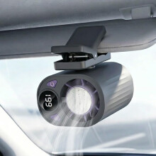 (Black, -) Ventilador clip coche aire acondicionado 360 rotación recargable parasol asidero techo