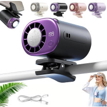 (Black, -) Auto clip on ventilator met LED display draagbaar mini koeling USB oplaadbaar 360 graden rotatie