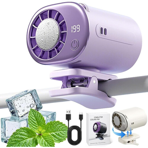 (Purple, -) Ανεμιστήρας κλιπ αυτοκινήτου με LED, 199 ταχύτητες, ημι-ψύξη 16, USB, 360
