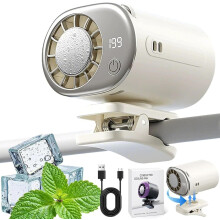 (White, -) Ventilador clip coche LED 199 velocidades 16C semi enfriamiento USB recargable 360