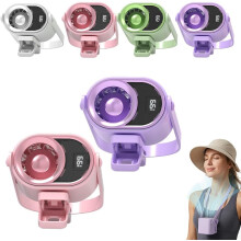 (Pink+Purple, -) Ventilador clip coche aire acondicionado USB recargable LED 360 rotación coche oficina camping