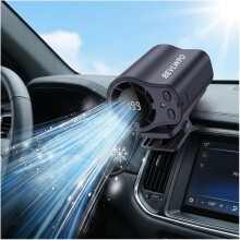 (Black, -) Auto clip on airco ventilator met LED USB oplaadbare mini koude wind handsfree unit