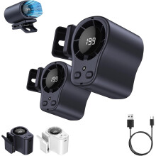 (Black-2Pcs, -) Auto clip on ventilator airco 199 snelheden met LED display 360 graden rotatie voor auto kantoor camping