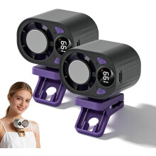 (Black - 2PCS, -) Ventilador clip coche aire acondicionado mini USB recargable giratorio 3 velocidades silencioso