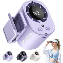 (Purple, -) Ventilador clip coche aire acondicionado LED USB recargable mini frío manos libres