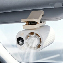 (White, -) Auto clip on airco ventilator 360 graden rotatie oplaadbare ventilator voor auto zonneklep dak handgrepen