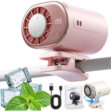 (Pink, -) Ventilador clip coche LED 199 velocidades 16C semi enfriamiento USB recargable 360