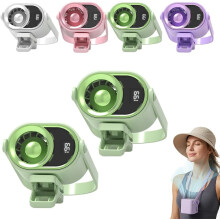 (Green*2, -) Auto clip on airco ventilator USB oplaadbaar LED display 360 graden rotatie voor auto kantoor camping