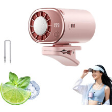 (Pink, -) Ventilador clip coche LED 199 velocidades 16C semi enfriamiento batería 2000mAh pinza desmontable