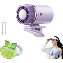 (Purple, -) Ventilador clip coche LED 199 velocidades 16C semi enfriamiento batería 2000mAh pinza desmontable