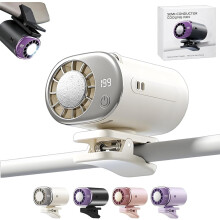 (White, -) Auton klipsituuletin LED-näytöllä, kannettava USB-ladattava henkilökohtainen jäähdytys, 360 kääntyvä