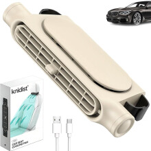 (Beige, 1PC) Ventilador asiento coche trasero USB recargable enfriamiento cuello 3 velocidades niños adultos