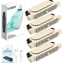 (Beige, 4PCS) Ventilador asiento coche trasero USB recargable enfriamiento cuello 3 velocidades niños adultos