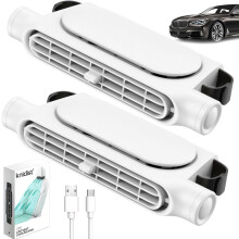 (White, 2PCS) Autostoel ventilator voor achterbank USB oplaadbare nek koelventilator met 3 snelheden voor kinderen volwassenen beige