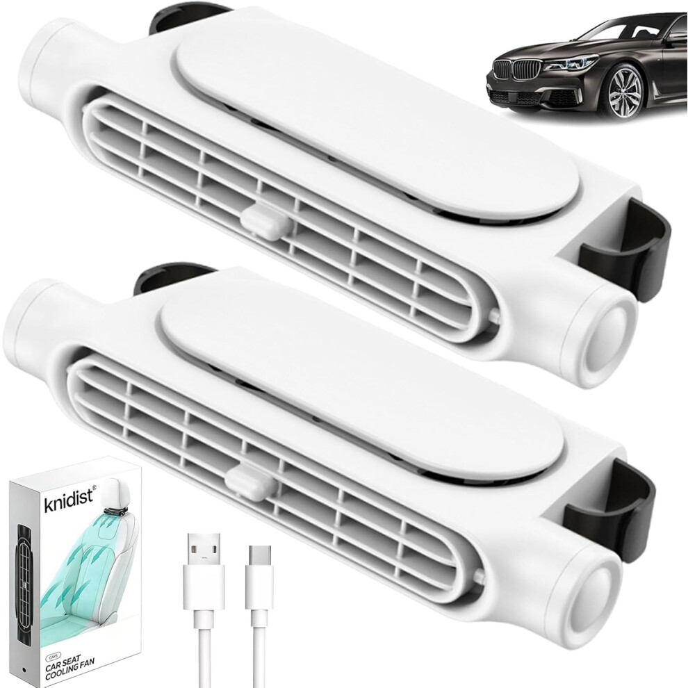(, 2Pcs) Car Seat Fan For Backseat, Usb Rechargeable Neck Cooling Fan With 3 Speeds For Kids & Adults White/Beige 5437707001378