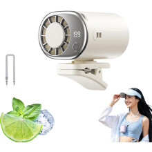 (White, -) Auto clip on ventilator met LED display 199 snelheden 16 graden semi koeling 2000mah batterij afneembare klem