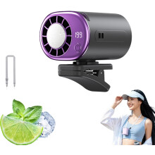 (Black, -) Ventilador clip coche LED 199 velocidades 16C semi enfriamiento batería 2000mAh pinza desmontable